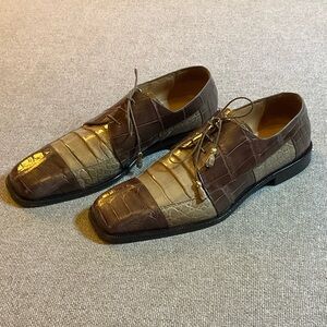Fennix Italy Elegant Brown Genuine Alligator Men's Shoes